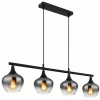 Suspension Verre Fumé-Luminaires Globo Lighting Maxy Suspension Noir, 4 lumières