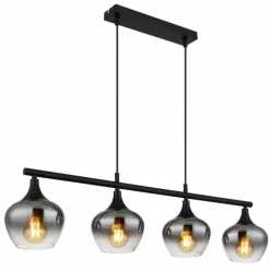 Suspension Verre Fumé-Luminaires Globo Lighting Maxy Suspension Noir, 4 lumières