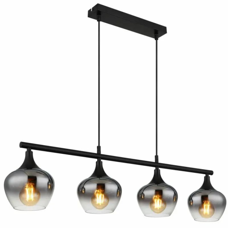 Suspension Verre Fumé-Luminaires Globo Lighting Maxy Suspension Noir, 4 lumières