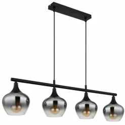 Suspension Verre Fumé-Luminaires Globo Lighting Maxy Suspension Noir, 4 lumières