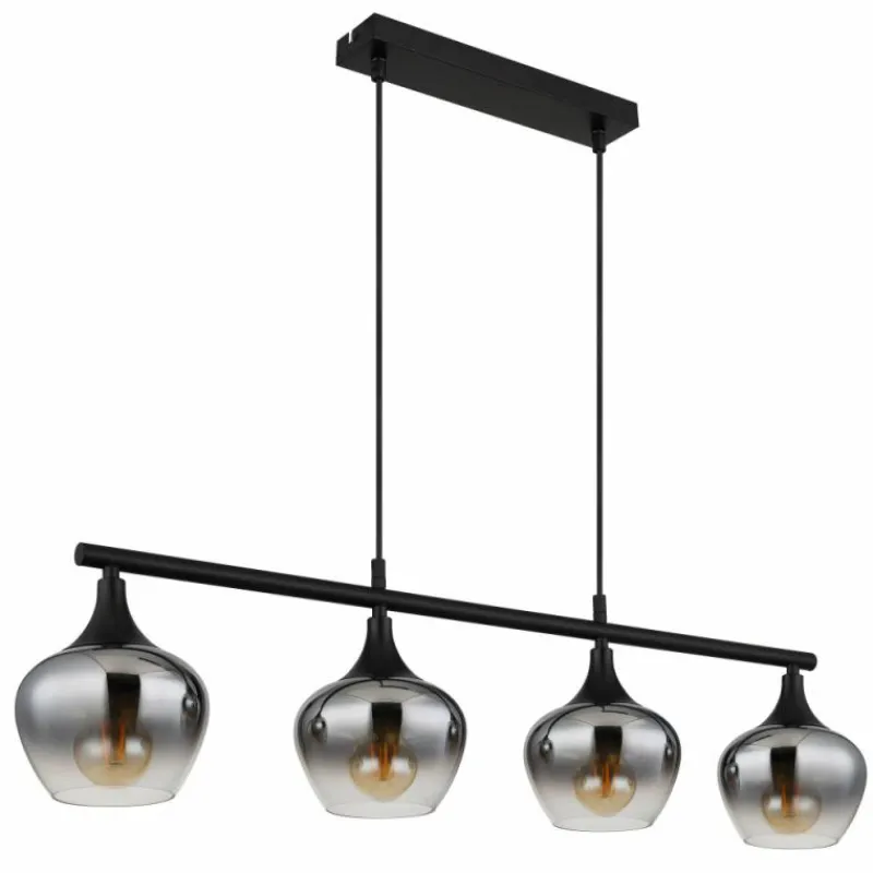 Suspension Verre Fumé-Luminaires Globo Lighting Maxy Suspension Noir, 4 lumières
