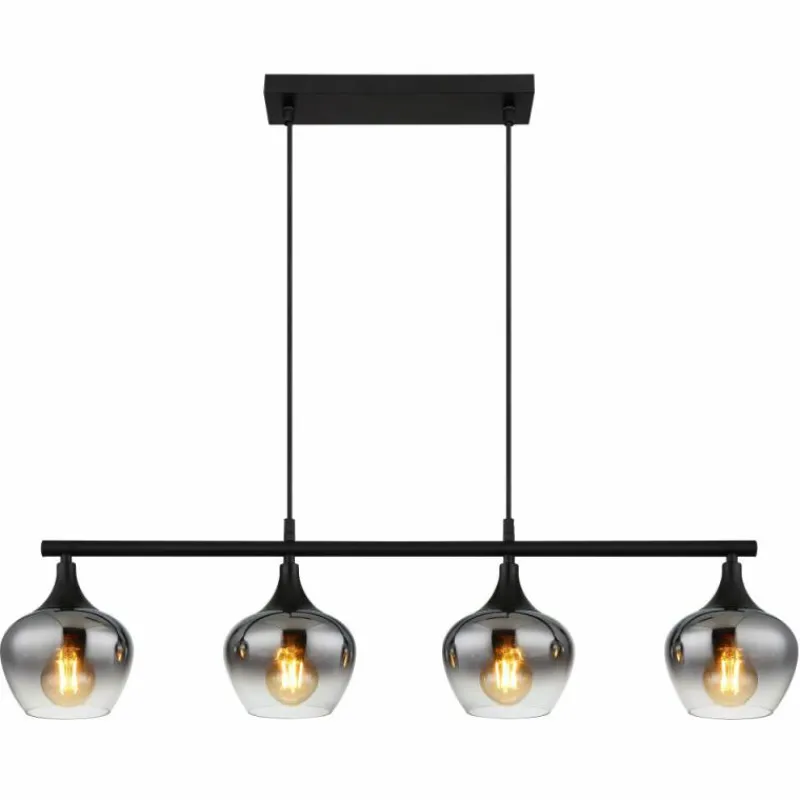 Suspension Verre Fumé-Luminaires Globo Lighting Maxy Suspension Noir, 4 lumières