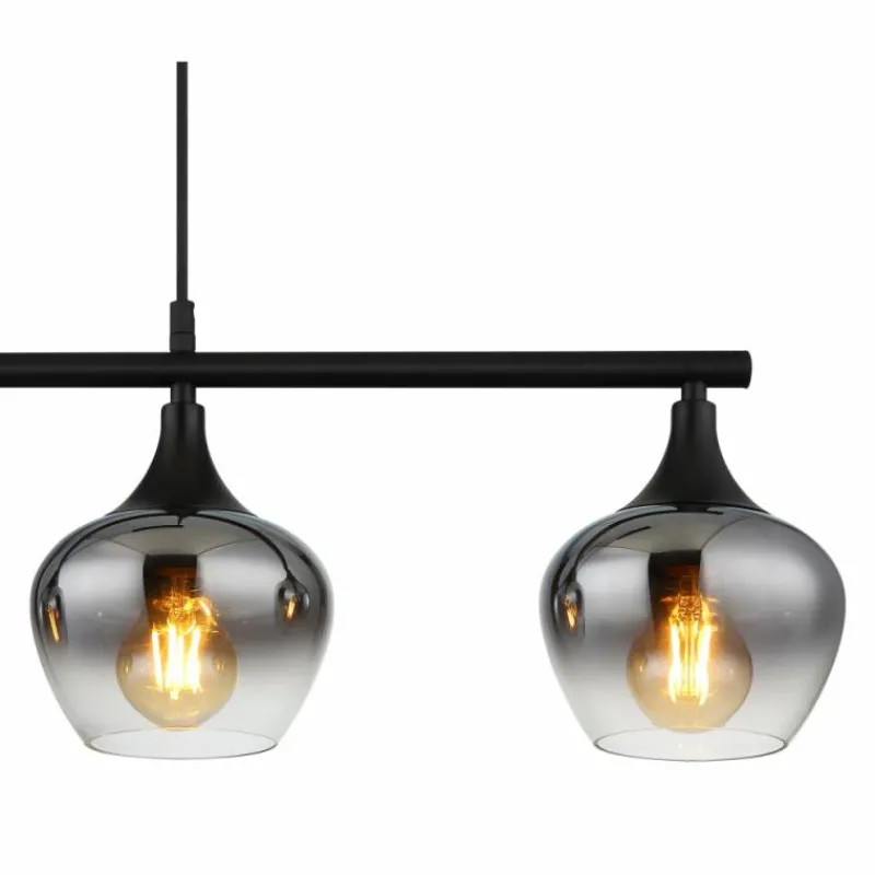 Suspension Verre Fumé-Luminaires Globo Lighting Maxy Suspension Noir, 4 lumières