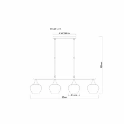 Suspension Verre Fumé-Luminaires Globo Lighting Maxy Suspension Noir, 4 lumières