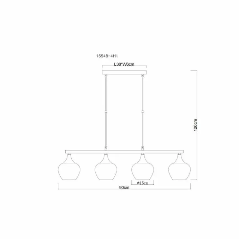 Suspension Verre Fumé-Luminaires Globo Lighting Maxy Suspension Noir, 4 lumières