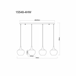 Luminaires Globo Lighting Maxy Suspension Chrome, Blanc, 4 lumières