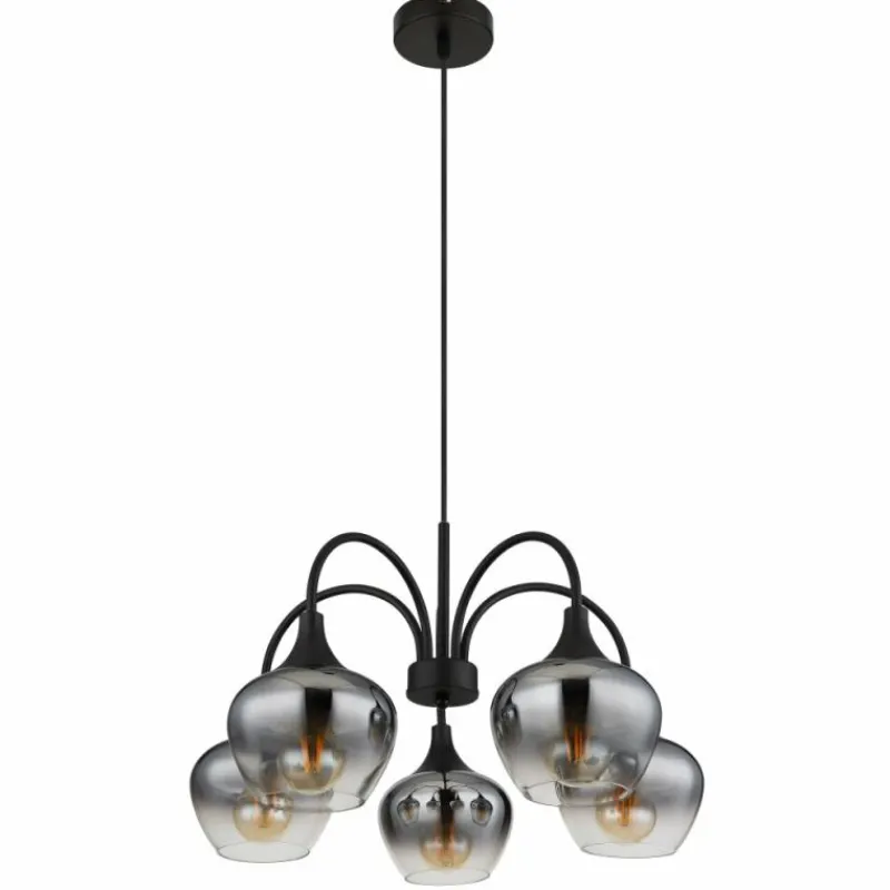 Suspension Verre Fumé-Luminaires Globo Lighting Maxy Suspension Noir, 5 lumières