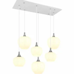 Luminaires Globo Lighting Maxy Suspension Chrome, Blanc, 6 lumières