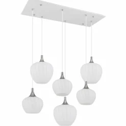 Luminaires Globo Lighting Maxy Suspension Chrome, Blanc, 6 lumières