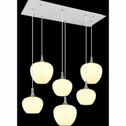 Luminaires Globo Lighting Maxy Suspension Chrome, Blanc, 6 lumières
