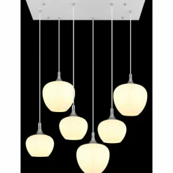 Luminaires Globo Lighting Maxy Suspension Chrome, Blanc, 6 lumières