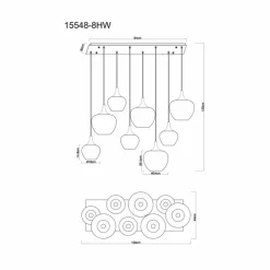 Luminaires Globo Lighting Maxy Suspension Chrome, Blanc, 8 lumières