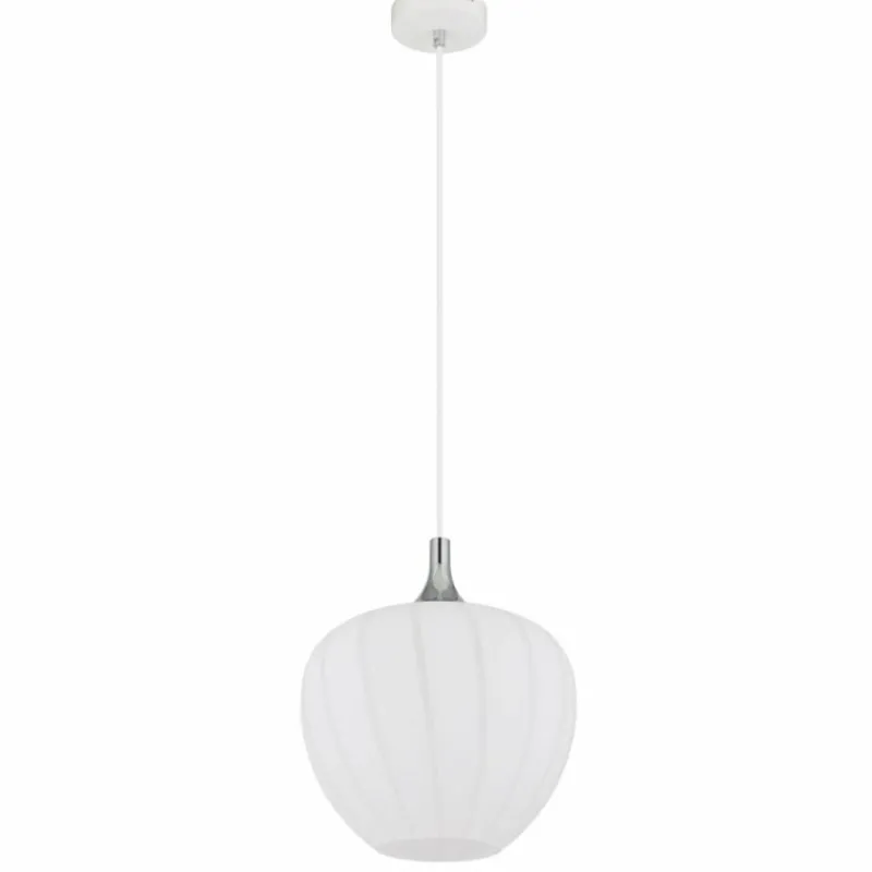 Luminaires Globo Lighting Maxy Suspension Chrome, Blanc, 1 lumière