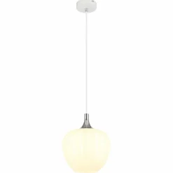 Luminaires Globo Lighting Maxy Suspension Chrome, Blanc, 1 lumière