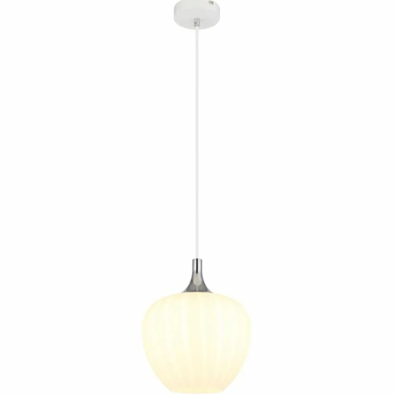 Luminaires Globo Lighting Maxy Suspension Chrome, Blanc, 1 lumière