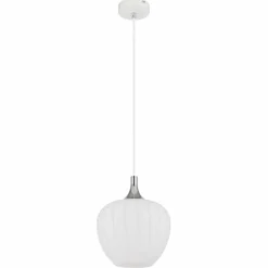 Luminaires Globo Lighting Maxy Suspension Chrome, Blanc, 1 lumière