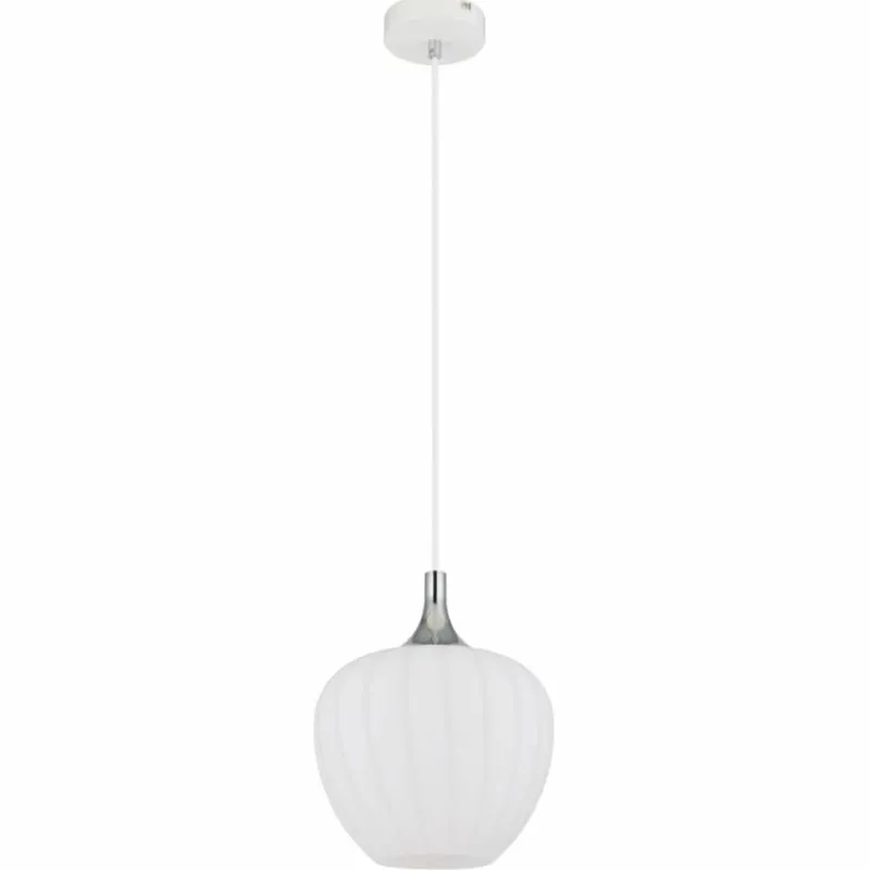 Luminaires Globo Lighting Maxy Suspension Chrome, Blanc, 1 lumière