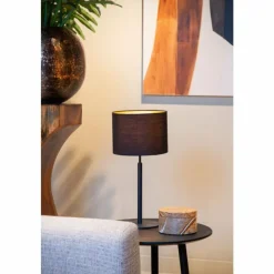 Lampes En Tissu-Luminaires Lucide MAYA Lampe à poser Noir, 1 lumière