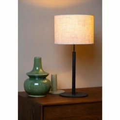 Lampes En Tissu-Luminaires Lucide MAYA Lampe à poser Noir, 1 lumière