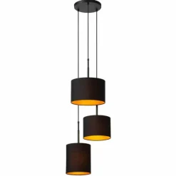 Lampes En Tissu-Luminaires Lucide MAYA Suspension Noir, 3 lumières