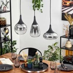 hofstein Maynal Suspension, Boule lumineuse, Suspension Clair, Fumé, 3 lumières