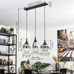 hofstein Maynal Suspension, Boule lumineuse, Suspension Clair, Fumé, 3 lumières