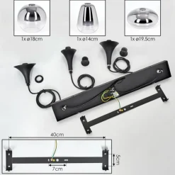 hofstein Maynal Suspension, Boule lumineuse, Suspension Clair, Fumé, 3 lumières