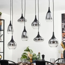 hofstein Maynal Suspension, Boule lumineuse, Suspension Clair, Fumé, 8 lumières