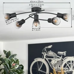 hofstein Medelim Plafonnier Clair, Fumé, 5 lumières