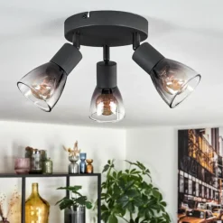 hofstein Medelim Plafonnier Clair, Fumé, 3 lumières