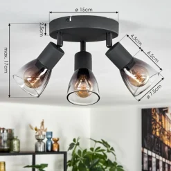 hofstein Medelim Plafonnier Clair, Fumé, 3 lumières