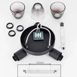 hofstein Medelim Plafonnier Clair, Fumé, 3 lumières