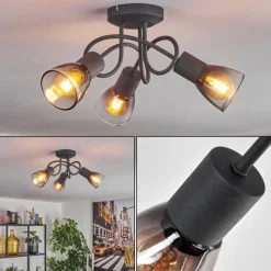 hofstein Medelim Plafonnier Clair, Fumé, 3 lumières