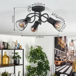 hofstein Medelim Plafonnier Clair, Fumé, 3 lumières