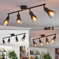 hofstein Medelim Plafonnier Clair, Fumé, 4 lumières