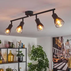 hofstein Medelim Plafonnier Clair, Fumé, 4 lumières