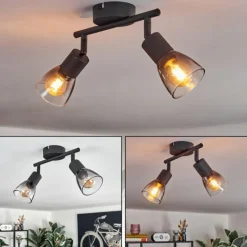 hofstein Medelim Plafonnier Noir, 2 lumières