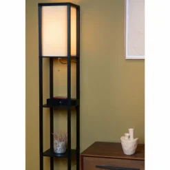 Lampes En Tissu-Luminaires Lucide MENNO Lampadaire Noir, 1 lumière