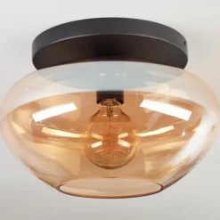 hofstein Mertola Plafonnier, Boule lumineuse Ambre, 1 lumière