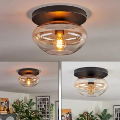 hofstein Mertola Plafonnier, Boule lumineuse Ambre, Clair, 1 lumière