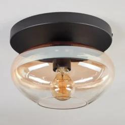 hofstein Mertola Plafonnier, Boule lumineuse Ambre, Clair, 1 lumière