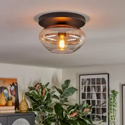 hofstein Mertola Plafonnier, Boule lumineuse Ambre, Clair, 1 lumière