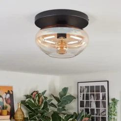 hofstein Mertola Plafonnier, Boule lumineuse Ambre, Clair, 1 lumière