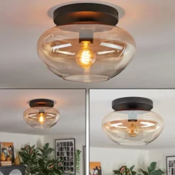 hofstein Mertola Plafonnier, Boule lumineuse Ambre, Clair, 1 lumière