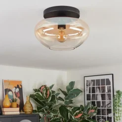 hofstein Mertola Plafonnier, Boule lumineuse Ambre, Clair, 1 lumière