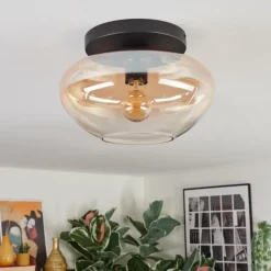 hofstein Mertola Plafonnier, Boule lumineuse Ambre, Clair, 1 lumière