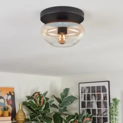 hofstein Mertola Plafonnier, Boule lumineuse Ambre, Clair, 1 lumière