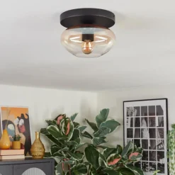 hofstein Mertola Plafonnier, Boule lumineuse Ambre, Clair, 1 lumière