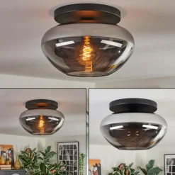 hofstein Mertola Plafonnier, Boule lumineuse Fumé, 1 lumière