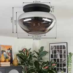 hofstein Mertola Plafonnier, Boule lumineuse Fumé, 1 lumière